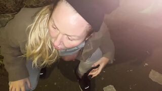 Street woman is offered a drink to take a cum shot - 11 image