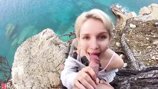 Babe Blowjob Big Dick and Cum in Mouth Outdoor by the Sea - 9 image